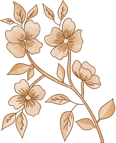 Gentle Watercolor Flower - Dark Brown Color